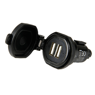 Ładowarka Din Lampa Din-Tech, 2 porty USB  - szybkie ładowanie - 2700 mA - 12/32