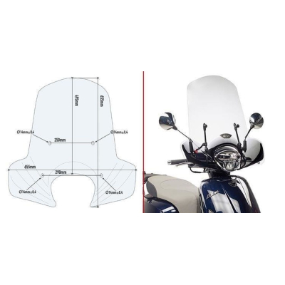 Szyba Kymco Like 125 (17-18) Przezroczysta 49,5 X 65,5 Cm - Potrzebne Mocowanie A6109ak