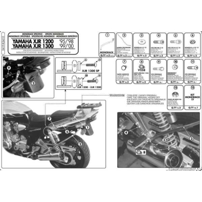 Stelaż Kufra Centralnego Yamaha Xjr 1200 (95-98), Xjr 1300 (98-02) ( Bez Płyty )