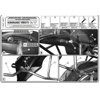 Stelaż Kufrów Bocznych Monokey Kawasaki Versys 650 (06-09) - Również Pod Kufry Monokey Retro-Fit K-Venture Alu Oraz K'mission Alu