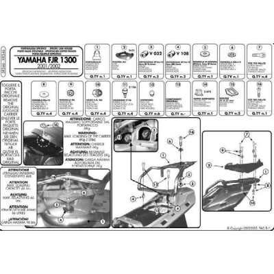 Stelaż Kufra Centralnego Yamaha Fjr 1300 (01-05) ( Z Płytą Monokey )