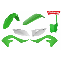 Komplet Plastików Polisport Kawasaki Kx 250f '21-'23; Kx 450f '19-'23 W Zestawie Tablica Przednia (8665900002) Kolor Zielono Biały Oem