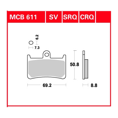 Klocki hamulcowe TRW MCB 611 SRQ - Yamaha